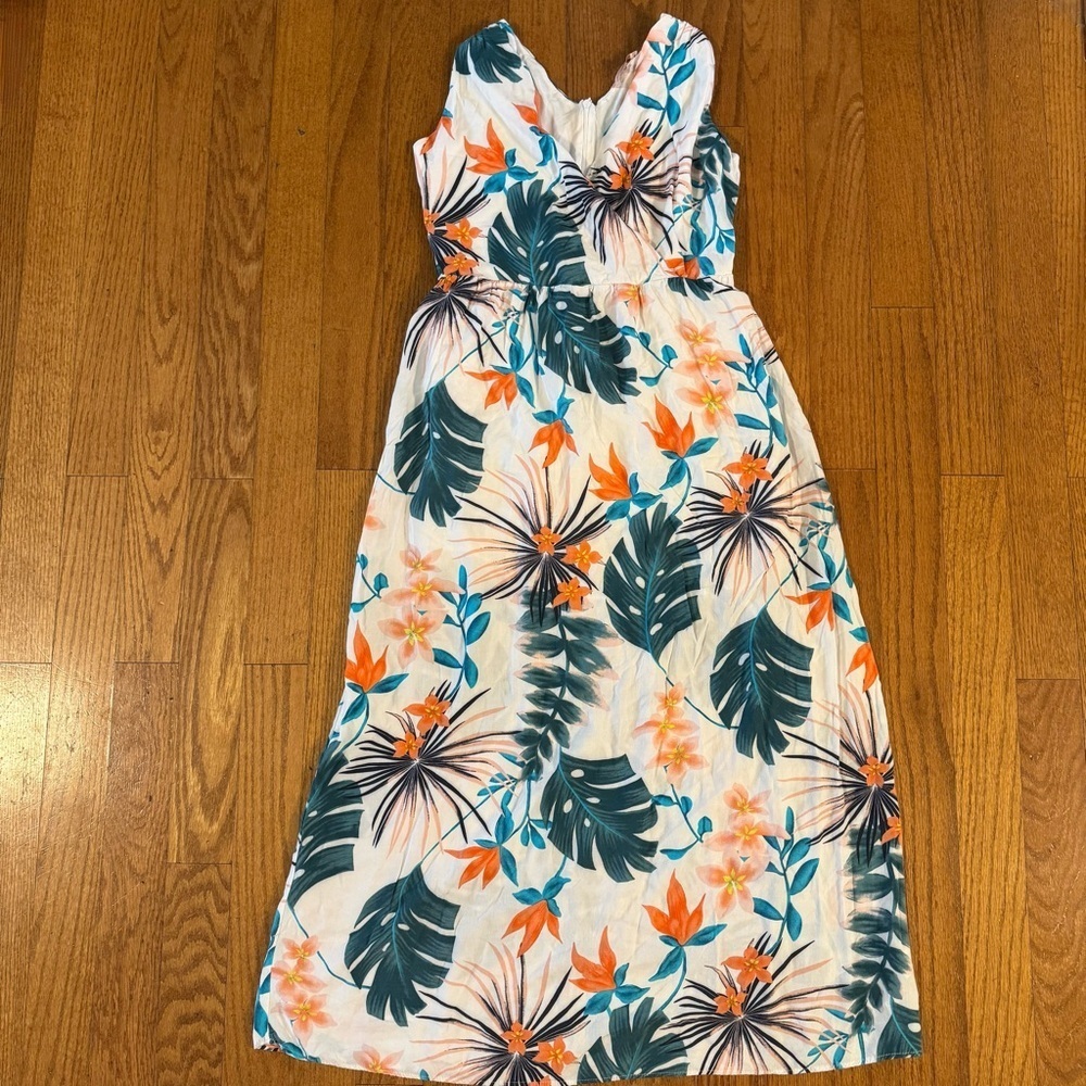 Gibson Latimer Floral White and Blue Maxi Dress Women’s size S